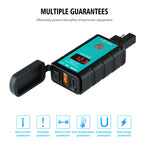 WUPP ZH-1422B1 DC12-24V Caricatore quadrato singolo USB + PD per moto DC12-24V con interruttore + voltmetro + presa SAE integrata, ZH-1422B1