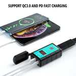 WUPP ZH-1422B1 DC12-24V Caricatore quadrato singolo USB + PD per moto DC12-24V con interruttore + voltmetro + presa SAE integrata, ZH-1422B1