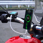 WUPP ZH-1422B1 DC12-24V Caricatore quadrato singolo USB + PD per moto DC12-24V con interruttore + voltmetro + presa SAE integrata, ZH-1422B1