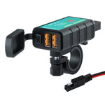 Caricabatterie rapido USB doppio quadrato per moto WUPP ZH-1422C2 con interruttore + presa SAE integrata + cavo presa SAE da 1 m, ZH-1422C2