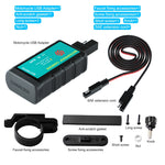 Caricabatterie rapido USB doppio quadrato per moto WUPP ZH-1422C2 con interruttore + presa SAE integrata + cavo presa SAE da 1 m, ZH-1422C2
