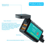 Caricabatterie rapido USB doppio quadrato per moto WUPP ZH-1422C2 con interruttore + presa SAE integrata + cavo presa SAE da 1 m, ZH-1422C2
