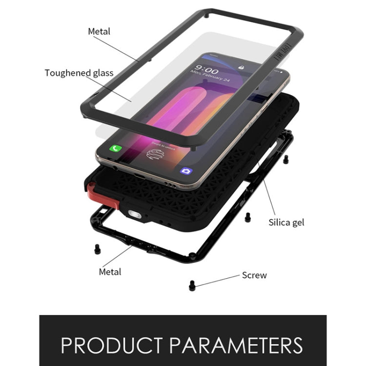 Custodia protettiva antipolvere impermeabile antiurto in metallo LOVE MEI con vetro, For Samsung Galaxy A41, For LG V60 ThinQ 5G