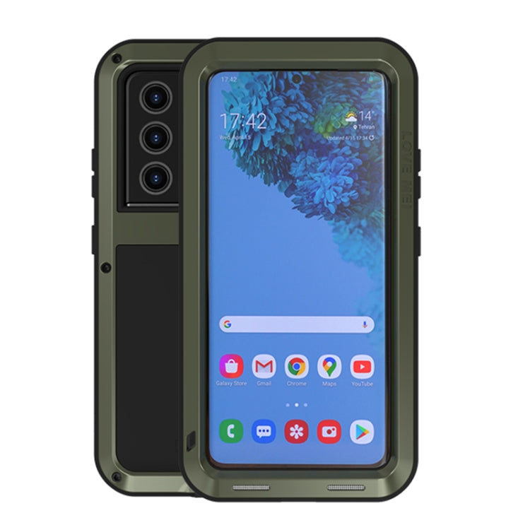 Custodia protettiva antipolvere impermeabile antiurto in metallo LOVE MEI senza vetro, For Samsung Galaxy S21 Ultra 5G