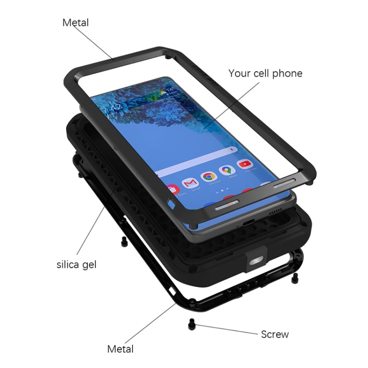 Custodia protettiva antipolvere impermeabile antiurto in metallo LOVE MEI senza vetro, For Samsung Galaxy S21 Ultra 5G