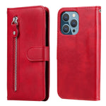 Custodia portafoglio in pelle con cerniera per iPhone 13 Pro Max