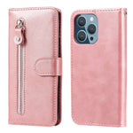 Custodia portafoglio in pelle con cerniera per iPhone 13 Pro Max