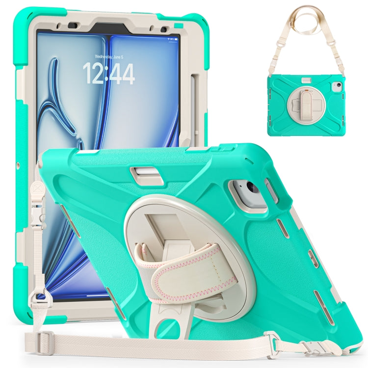 Custodia protettiva in silicone + PC con supporto e tracolla, For iPad Air 11 2024 / Air 5 10.9 2022 / Air 4 10.9 2020 / Pro 11 2022 /2021 / 2018 / 2020