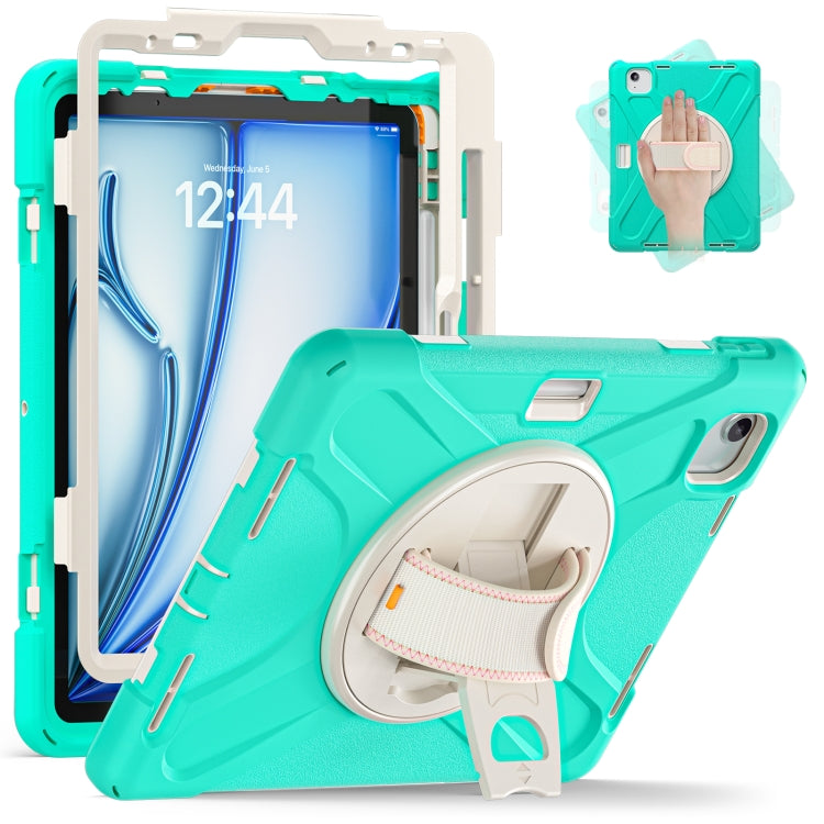 Custodia protettiva in silicone + PC con supporto e tracolla, For iPad Air 11 2024 / Air 5 10.9 2022 / Air 4 10.9 2020 / Pro 11 2022 /2021 / 2018 / 2020