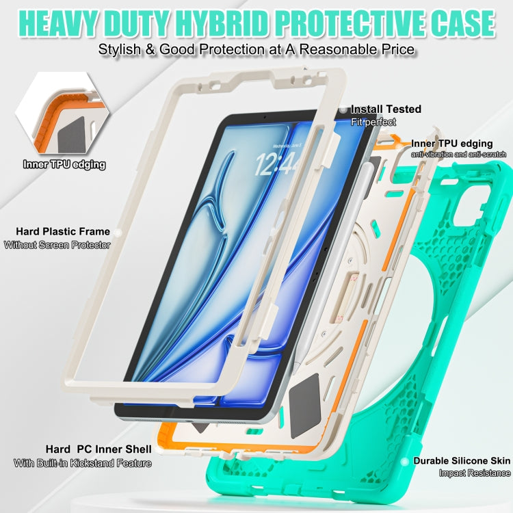 Custodia protettiva in silicone + PC con supporto e tracolla, For iPad Air 11 2024 / Air 5 10.9 2022 / Air 4 10.9 2020 / Pro 11 2022 /2021 / 2018 / 2020