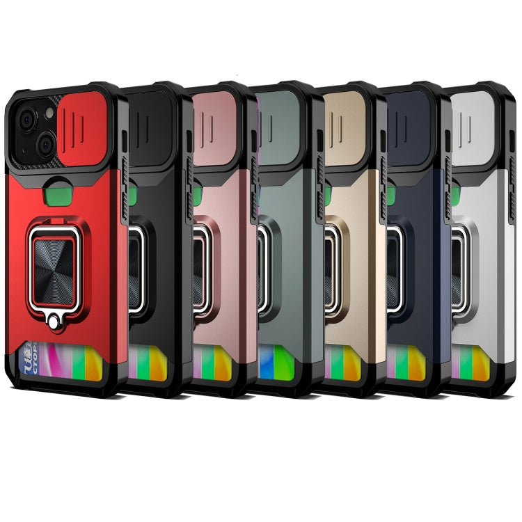 Cover scorrevole PC+TPU con slot carte per iPhone 13