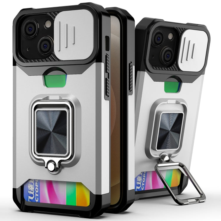 Cover scorrevole PC+TPU con slot carte per iPhone 13
