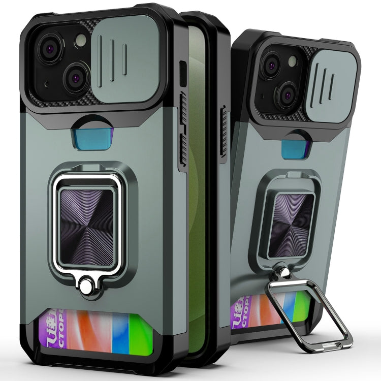 Cover scorrevole PC+TPU con slot carte per iPhone 13