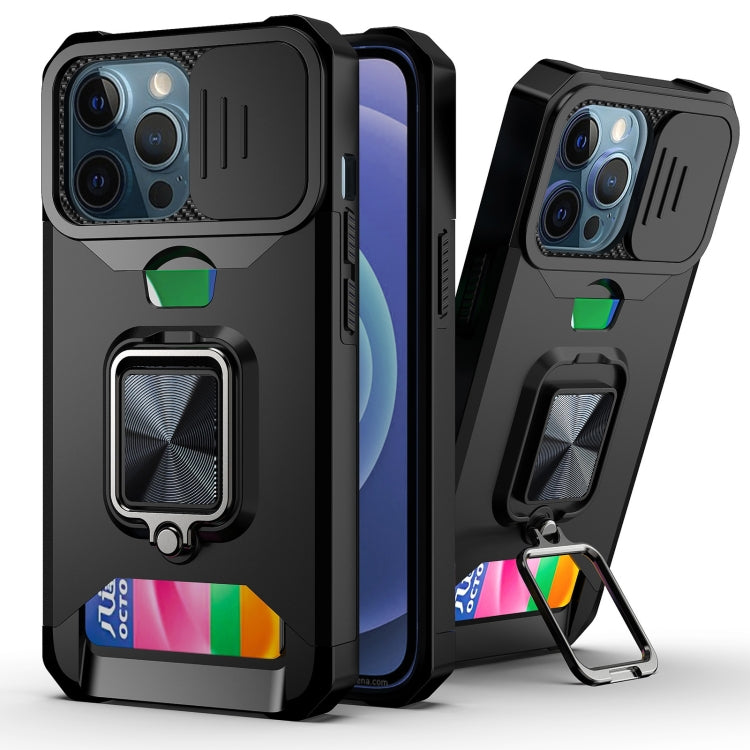 Cover scorrevole PC+TPU con slot carte per iPhone 13