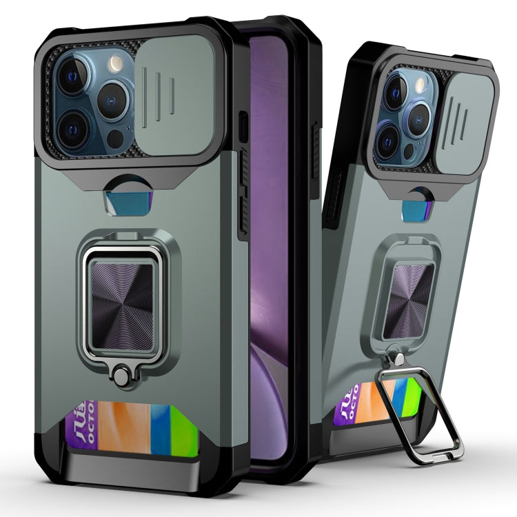 Cover scorrevole PC+TPU con slot carte per iPhone 13