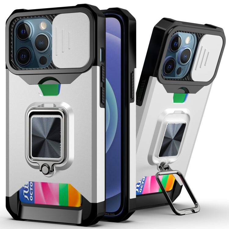Cover scorrevole PC+TPU con slot carte per iPhone 13