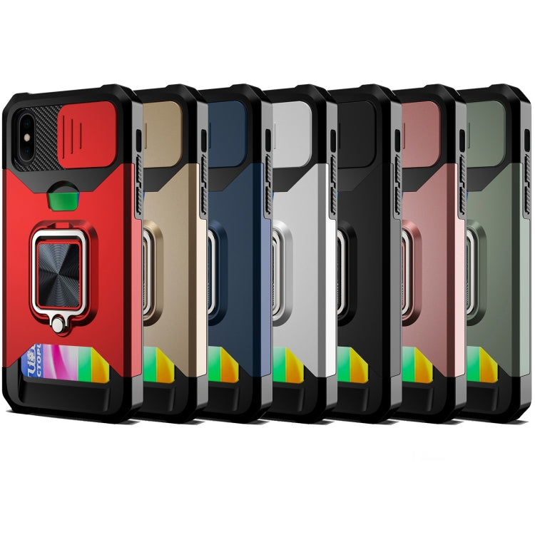 Cover scorrevole PC TPU con slot carte per iPhone XR