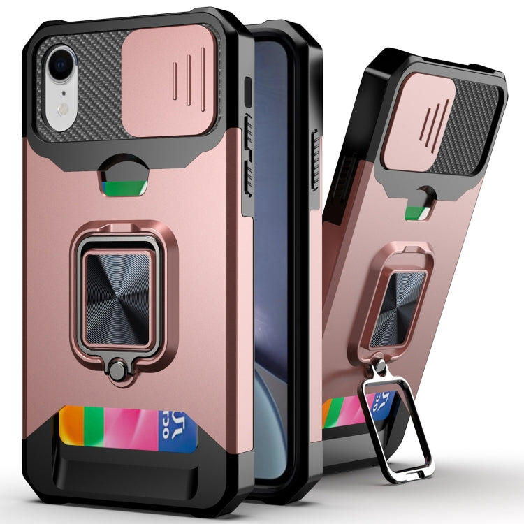 Cover scorrevole PC TPU con slot carte per iPhone XR