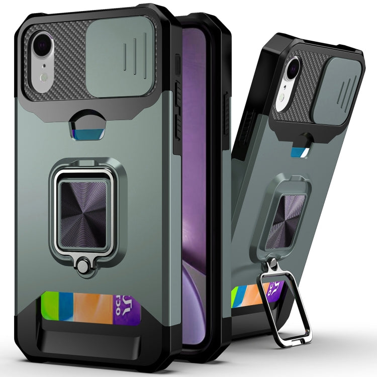 Cover scorrevole PC TPU con slot carte per iPhone XR