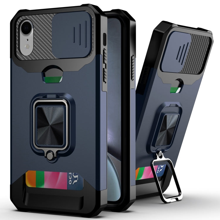 Cover scorrevole PC TPU con slot carte per iPhone XR