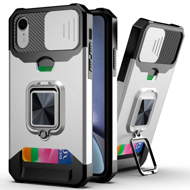 Cover scorrevole PC TPU con slot carte per iPhone XR