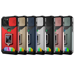Cover scorrevole PC+TPU con anello e slot carte per iPhone 12/12