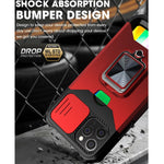 Cover scorrevole PC+TPU con anello e slot carte per iPhone 12/12