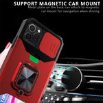Cover scorrevole PC+TPU con anello e slot carte per iPhone 12/12