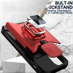 Cover scorrevole PC+TPU con anello e slot carte per iPhone 12/12