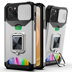 Cover scorrevole PC+TPU con anello e slot carte per iPhone 12/12