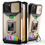Cover scorrevole PC+TPU con anello e slot carte per iPhone 12/12