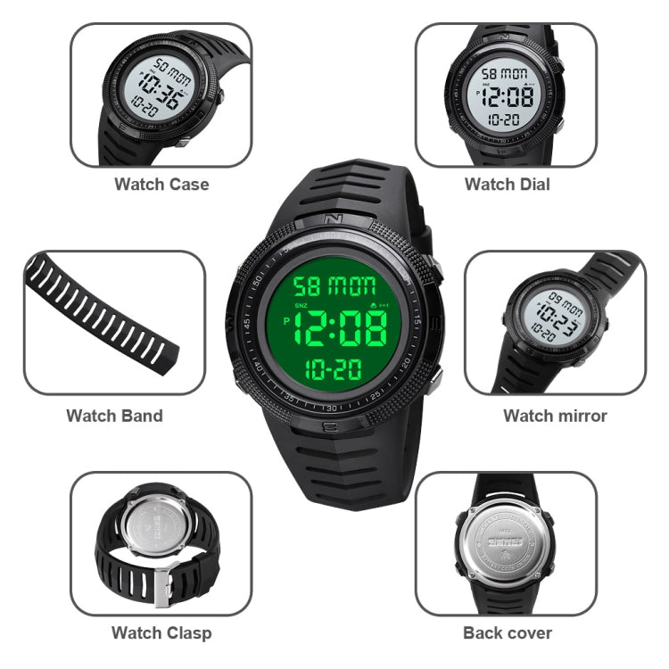 SKMEI 1632 Dual Time Display Orologio elettronico luminoso, supporto sveglia
