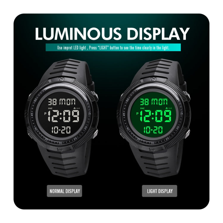 SKMEI 1632 Dual Time Display Orologio elettronico luminoso, supporto sveglia
