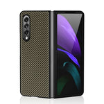Custodia protettiva antiurto PU in fibra di carbonio tinta unita, For Samsung Galaxy Z Fold3 5G