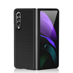Custodia protettiva antiurto PU in fibra di carbonio tinta unita, For Samsung Galaxy Z Fold3 5G