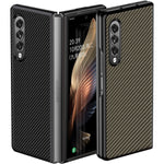 Custodia protettiva antiurto PU in fibra di carbonio tinta unita, For Samsung Galaxy Z Fold3 5G