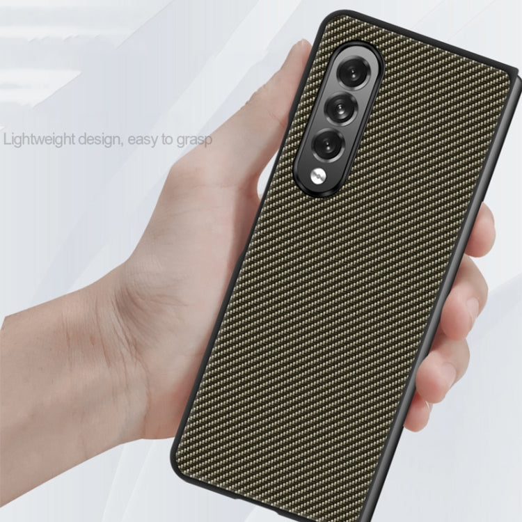 Custodia protettiva antiurto PU in fibra di carbonio tinta unita, For Samsung Galaxy Z Fold3 5G