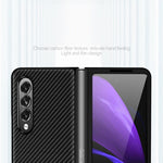 Custodia protettiva antiurto PU in fibra di carbonio tinta unita, For Samsung Galaxy Z Fold3 5G