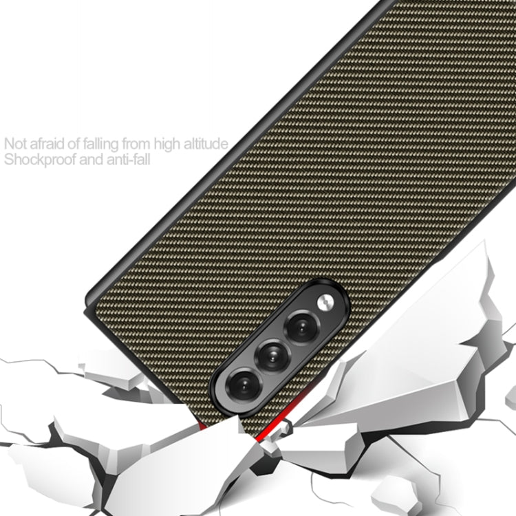 Custodia protettiva antiurto PU in fibra di carbonio tinta unita, For Samsung Galaxy Z Fold3 5G