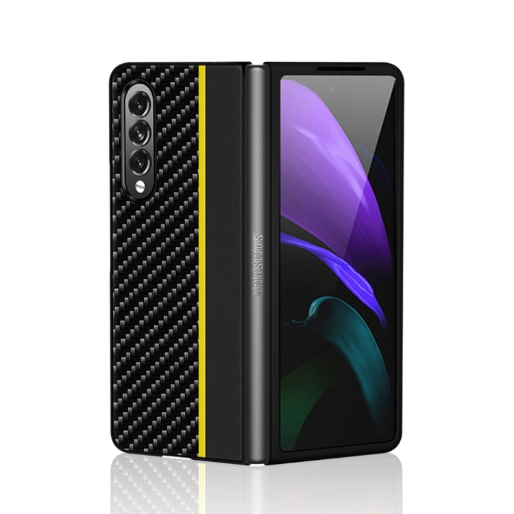 Custodia in pelle con giunzione antiurto in fibra di carbonio, For Samsung Galaxy Z Fold3 5G