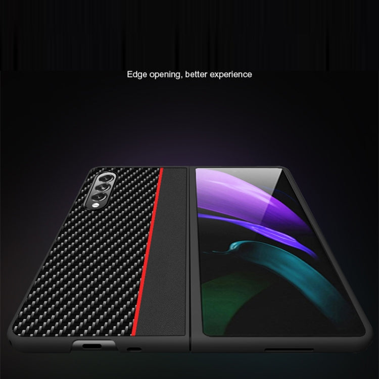 Custodia in pelle con giunzione antiurto in fibra di carbonio, For Samsung Galaxy Z Fold3 5G