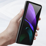 Custodia in pelle con giunzione antiurto in fibra di carbonio, For Samsung Galaxy Z Fold3 5G