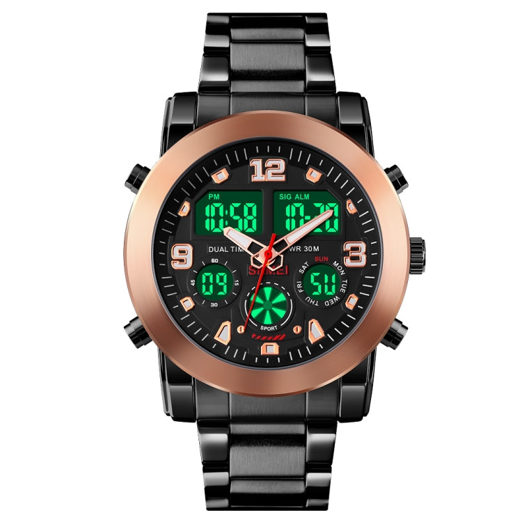 SKMEI 1642 Orologio elettronico luminoso con display a tre tempi, sveglia di supporto