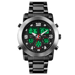 SKMEI 1642 Orologio elettronico luminoso con display a tre tempi, sveglia di supporto