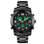 SKMEI 1642 Orologio elettronico luminoso con display a tre tempi, sveglia di supporto