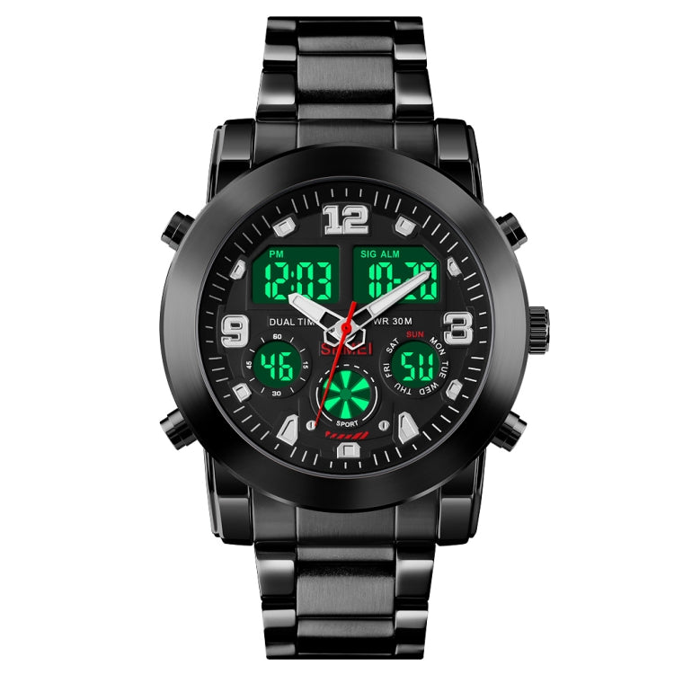 SKMEI 1642 Orologio elettronico luminoso con display a tre tempi, sveglia di supporto