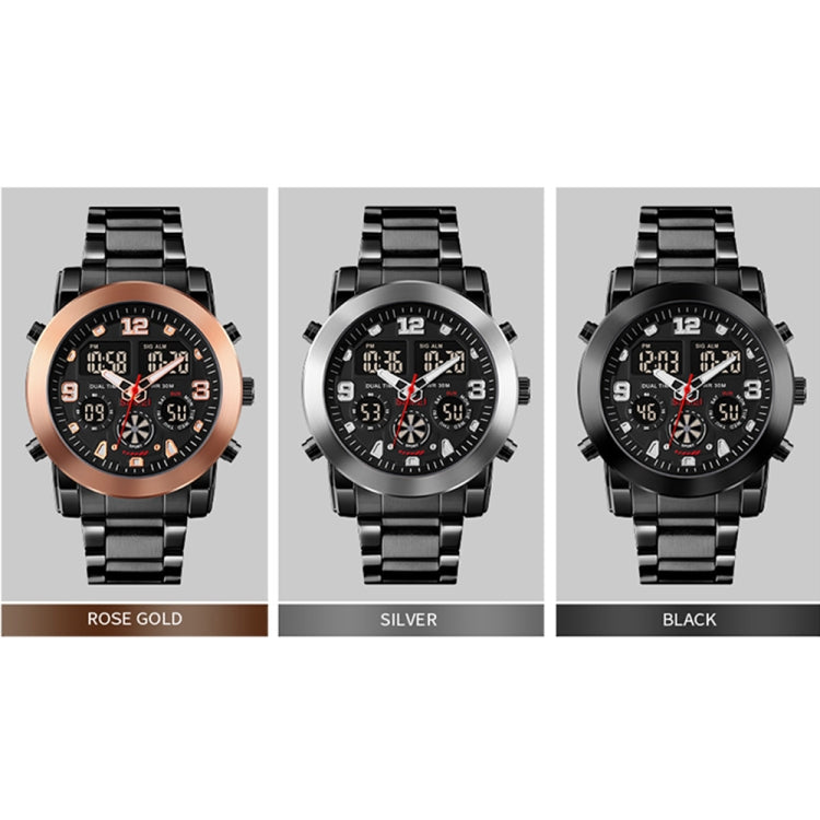 SKMEI 1642 Orologio elettronico luminoso con display a tre tempi, sveglia di supporto