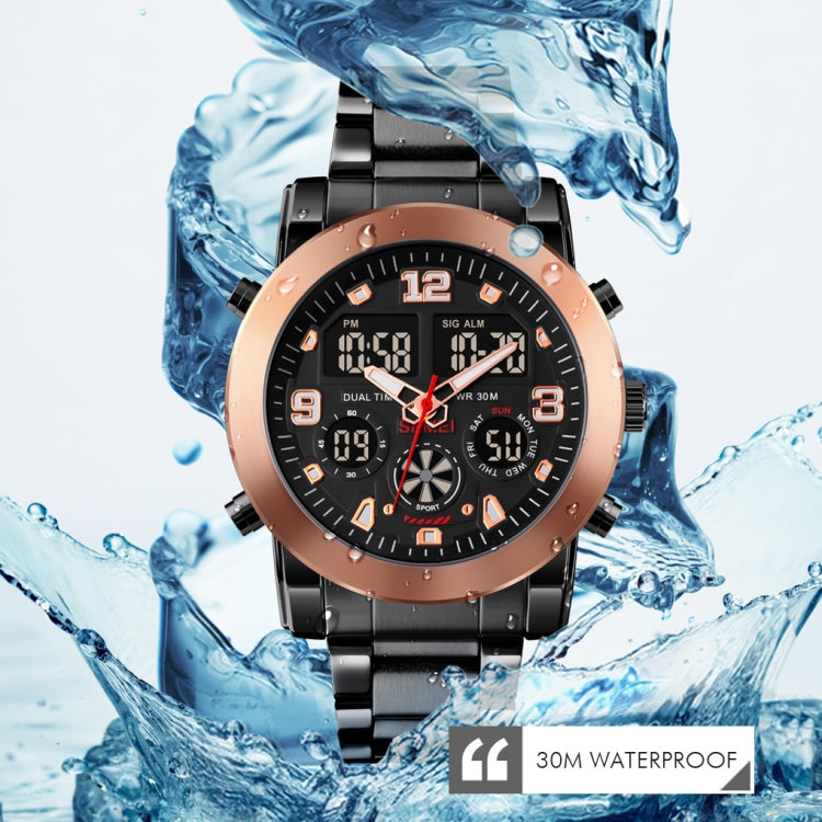 SKMEI 1642 Orologio elettronico luminoso con display a tre tempi, sveglia di supporto