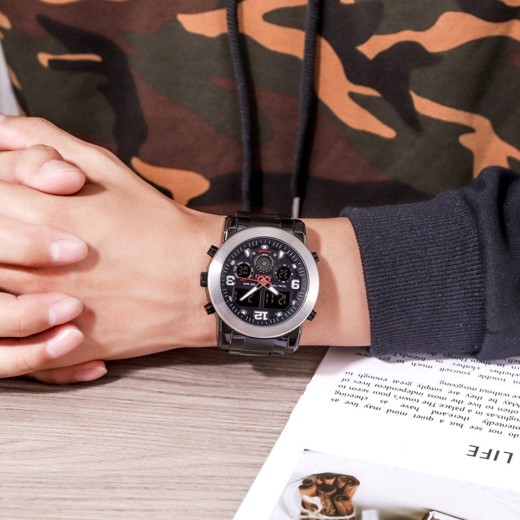 SKMEI 1642 Orologio elettronico luminoso con display a tre tempi, sveglia di supporto