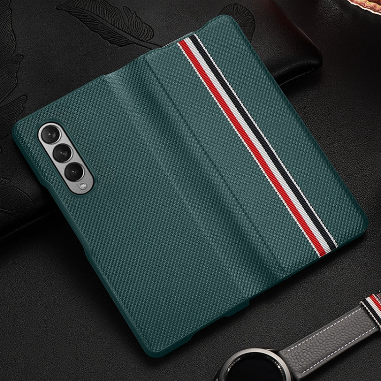 Custodia in pelle di giunzione antiurto in PU all-inclusive pieghevole con struttura in fibra di carbonio, For Samsung Galaxy Z Fold3 5G